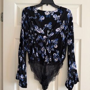 Free People Blue Floral Fabric